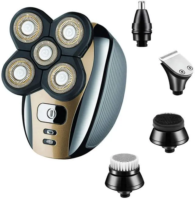 Main image of Electric Razor for Men Head Shaver for Bald Men Grooming Kit 5 in 1 Wet Dry Rotary Shavers Nose Hair Beard Trimmer Clippers Facial Cleansing Brush Cordless Waterproof USB Charging Rechargeable