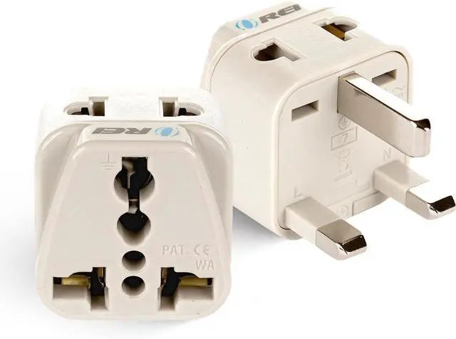 Main image of OREI USA to UK, UAE, Hong Kong & More (Type G) Travel Adapter Plug - 2 in 1 - CE Certified - RoHS Compliant - 2 Pack - White Color (DB-7-2PK)