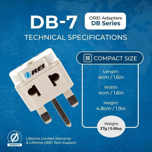 Alt view image 6 of 7 - OREI USA to UK, UAE, Hong Kong & More (Type G) Travel Adapter Plug - 2 in 1 - CE Certified - RoHS Compliant - 2 Pack - White Color (DB-7-2PK)