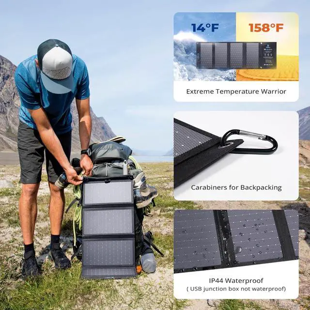 Alt view image 7 of 7 - [Upgraded] BigBlue 3 USB Ports 28W Solar Charger(5V/4.8A Max), Portable Foldable Solar Panel for Camping, IP44 Waterproof, Compatible with iPhone 11/XS/XS Max/XR/X/8/7, iPad, Samsung Galaxy LG etc.