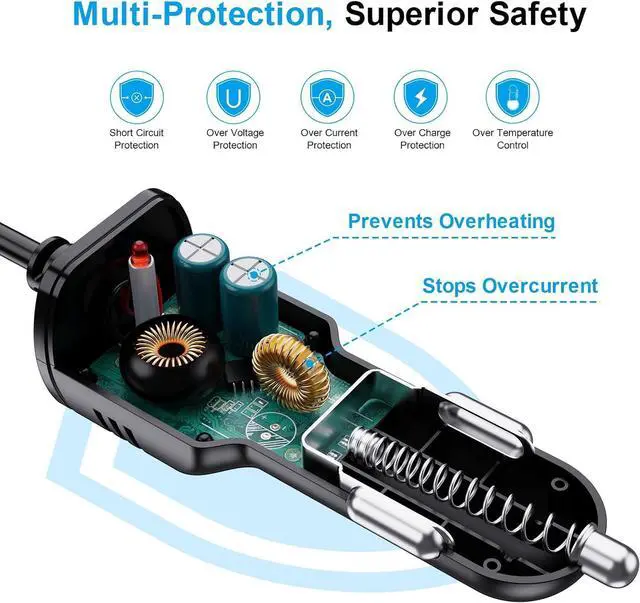 Alt view image 2 of 7 - Dash Camera Car Charger, Mini USB and Micro USB Interfaces, L-Type Driving Recorders Power Cord Universal Car Adapter Power Cord 4m/13.12ft 12V/24V to DC5V 3A