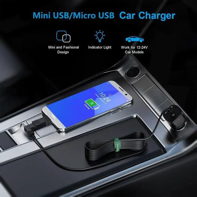 Alt view image 6 of 7 - Dash Camera Car Charger, Mini USB and Micro USB Interfaces, L-Type Driving Recorders Power Cord Universal Car Adapter Power Cord 4m/13.12ft 12V/24V to DC5V 3A