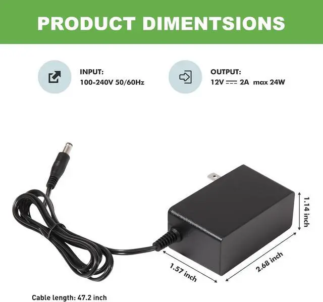Alt view image 5 of 6 - 12V 2A Power Supply AC Adapter 2 Pack for CCTV Security Camera Led Strip Lights Router Printer Breast Bump and Other 12 Volt Electronics Devices Less Than 2 Amp