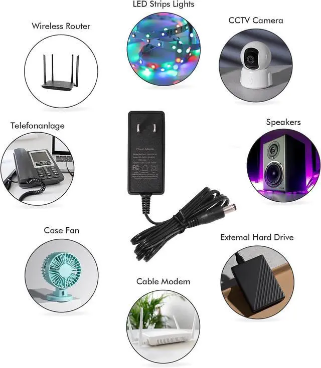 Alt view image 6 of 6 - 12V 2A Power Supply AC Adapter 2 Pack for CCTV Security Camera Led Strip Lights Router Printer Breast Bump and Other 12 Volt Electronics Devices Less Than 2 Amp