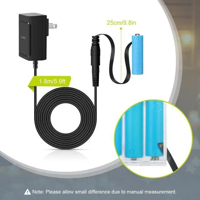 Alt view image 3 of 7 - AC Power Supply Adapter for 3 AA Battery AA Battery Replacement Adapter for LED Light Decorations (Black)