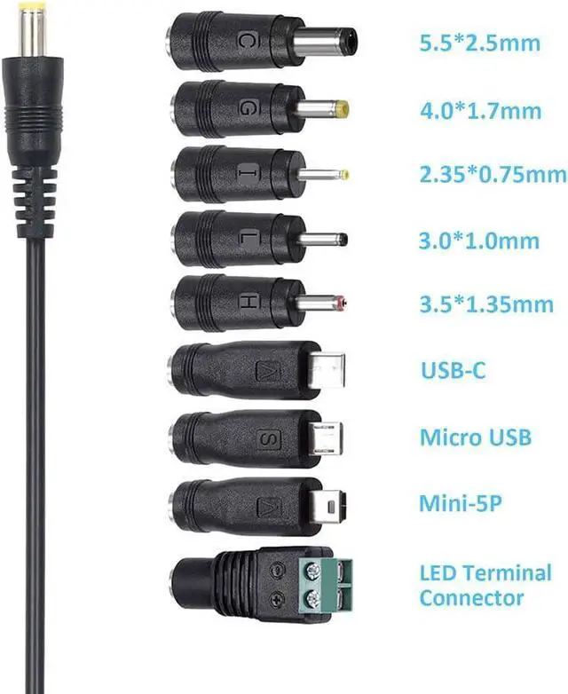 Alt view image 3 of 7 - POWSEED 3V 4.5V 5V 6V 7.5V 9V 12V 3A 2A 1A 36W Universal AC Adapter with 9 Tips incl USB C Multi Voltage DC Power Supply Charger for Routers LED Strip Lights Security Camera, 5 ft Cord