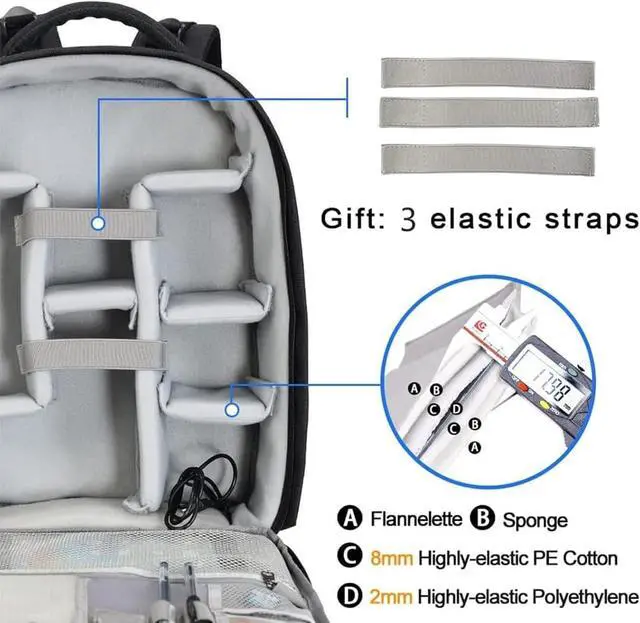 Alt view image 7 of 7 - CADeN Camera Backpack Professional DSLR Bag with USB Charging Port Rain Cover, Photography Laptop Backpack for Women Men
