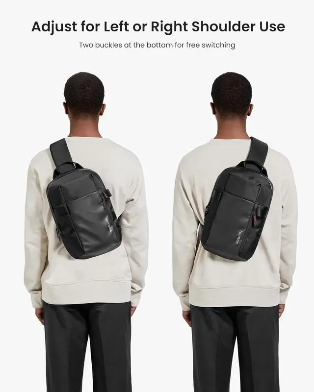 Alt view image 6 of 7 - tomtoc Sling Bag Crossbody Backpack EDC Daypack for Men Women Minimalist Chest Shoulder bag for 2024 New 14" MacBook Pro, 13" MacBook Air, 11" iPad Air, Daily Use, Work, Travel - S Size