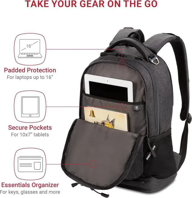 Alt view image 2 of 7 - SwissGear Cecil 5505 Laptop Backpack, Charcoal, 18-Inch