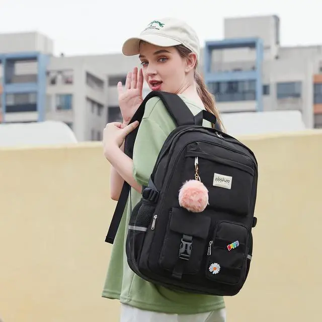 Alt view image 2 of 7 - abshoo Big Student Laptop Backpack For College Women Middle High School Teen Girls Bookbag Travel Daypack (Black)