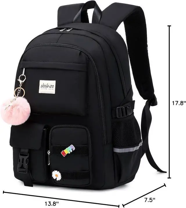 Alt view image 4 of 7 - abshoo Big Student Laptop Backpack For College Women Middle High School Teen Girls Bookbag Travel Daypack (Black)