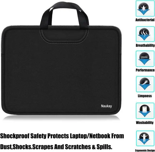Alt view image 6 of 7 - Laptop Sleeve Bag 15.6 Inch, Durable Traveling Briefcase Handle Bag & with Extra Pockets, Computer Protective Case Compatible for 15 15.6 inch HP, Dell, Acer, Asus, Black