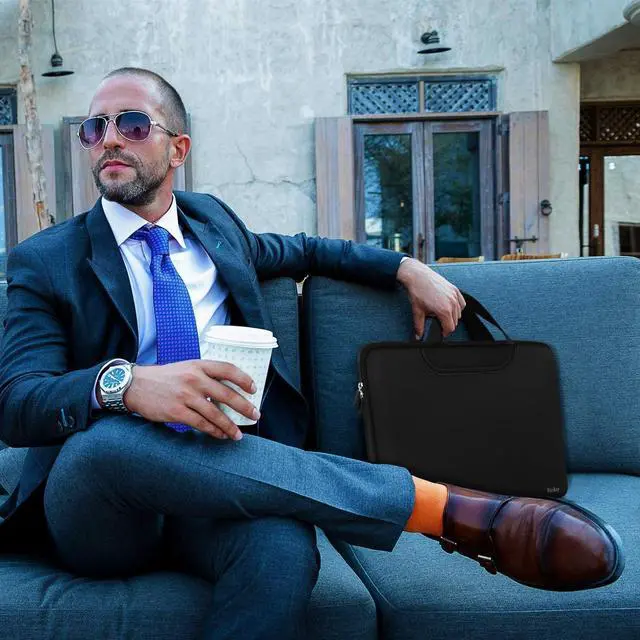 Alt view image 7 of 7 - Laptop Sleeve Bag 15.6 Inch, Durable Traveling Briefcase Handle Bag & with Extra Pockets, Computer Protective Case Compatible for 15 15.6 inch HP, Dell, Acer, Asus, Black