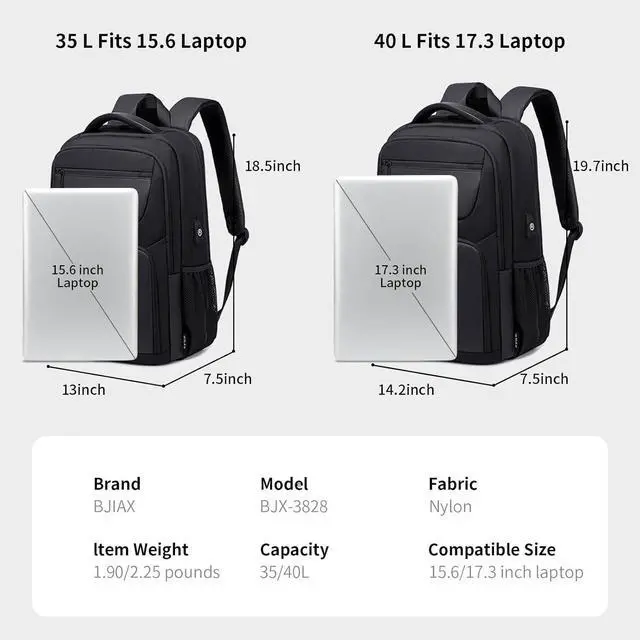 Alt view image 5 of 6 - 35L Travel Laptop Backpack for Men, High Tech Business Backpack with USB Charging Port and Ergonomic Design, Water Resistant Anti-theft Work College Backpack Fits 15.6 Inch Tablet, Notebook