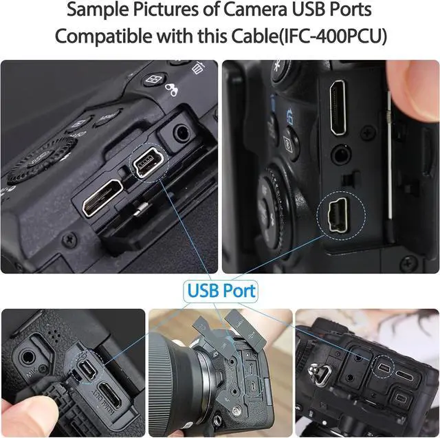 Alt view image 3 of 7 - Camera USB Cable Cord for Canon Rebel/PowerShot/EOS/DSLR/ELPH Digital Cameras,Transfer Wire Data Cable for Canon Rebel Camcorder,Vixia PC Computer Interface Charger Replacement 6FT Mini B USB