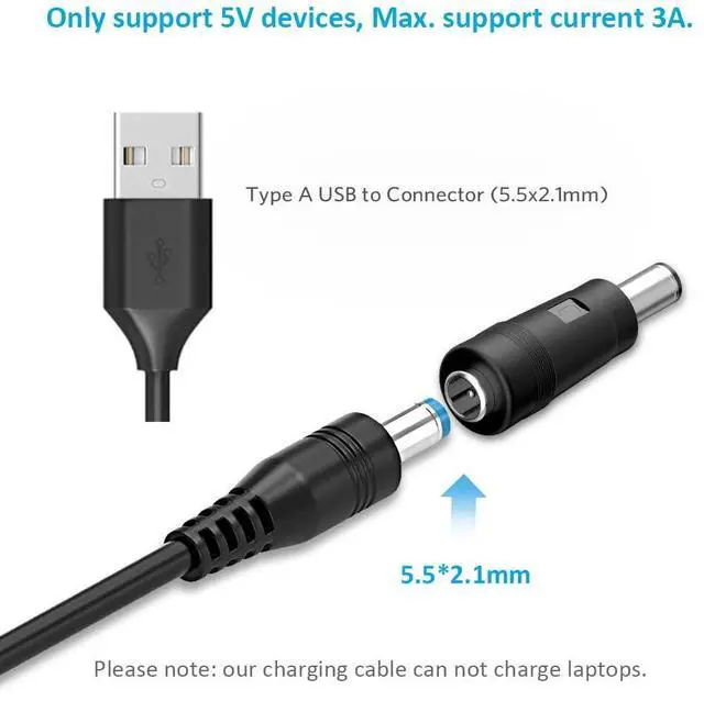 Alt view image 6 of 7 - Belker Universal 5V DC 5.5 2.1mm Jack Charging Cable Power Cord, USB to DC Power Cable with 14 Interchangeable Plugs Connectors Adapters Compatible with 5V Devices Max Support 3A