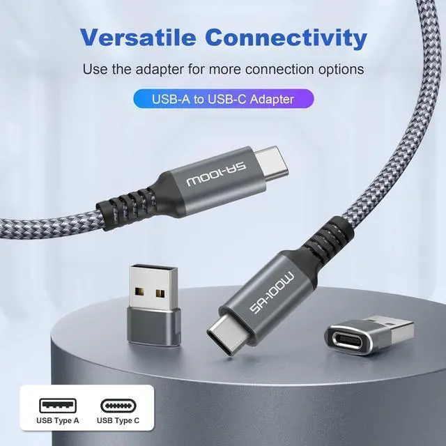Alt view image 3 of 7 - Basesailor iPhone 16 15 Pro Max Charger Cable 10FT,100W USB C to Type C Cable with USB Adapter,Fast Car Charging Power Cord for iPad 10th Air 4th 5th Mini 7th 6th Generation,Samsung Galaxy S25 S24 S23