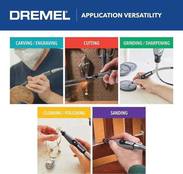 Alt view image 7 of 7 - Dremel Flex Shaft Rotary Tool Attachment with Comfort Grip and 36 Long Cable - Engraver, Polisher, and Mini Sander- Ideal for Detail Metal Engraving, Wood Carving, and Jewelry Polishing, 225-02