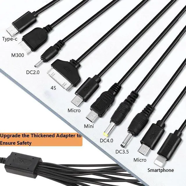 Alt view image 3 of 6 - 10 in 1 Multi Charging Cable, Universal Multiple Charging Cord Cable with 10 Ports for Cell Phones Speaker MP3 MP4 & More