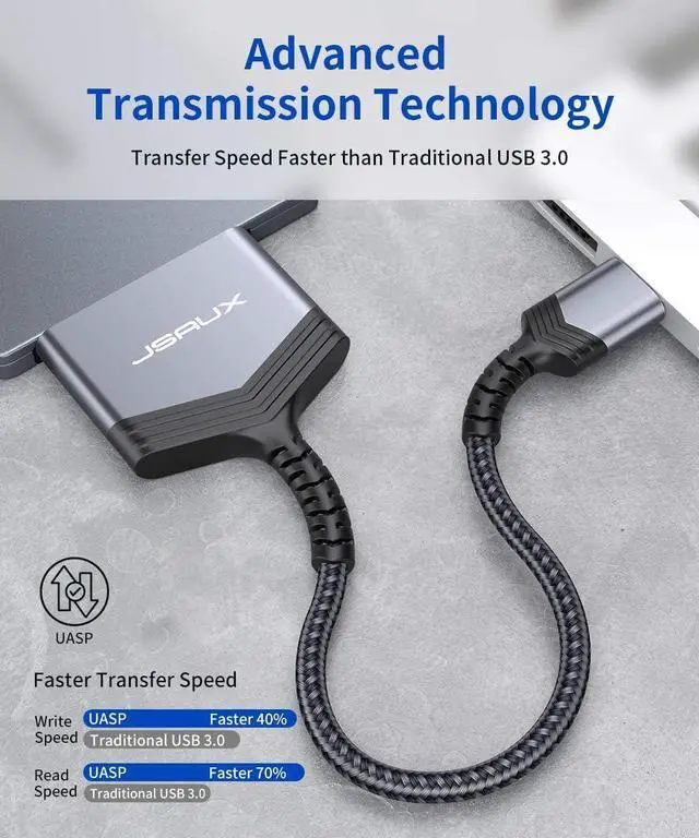 Alt view image 3 of 7 - JSAUX SATA to USB A Cable, USB A 3.0 to 2.5 SATA III Hard Drive Adapter Aluminum Shell Nylon Cord External Converter for SSD/HDD Data Transfer-Grey