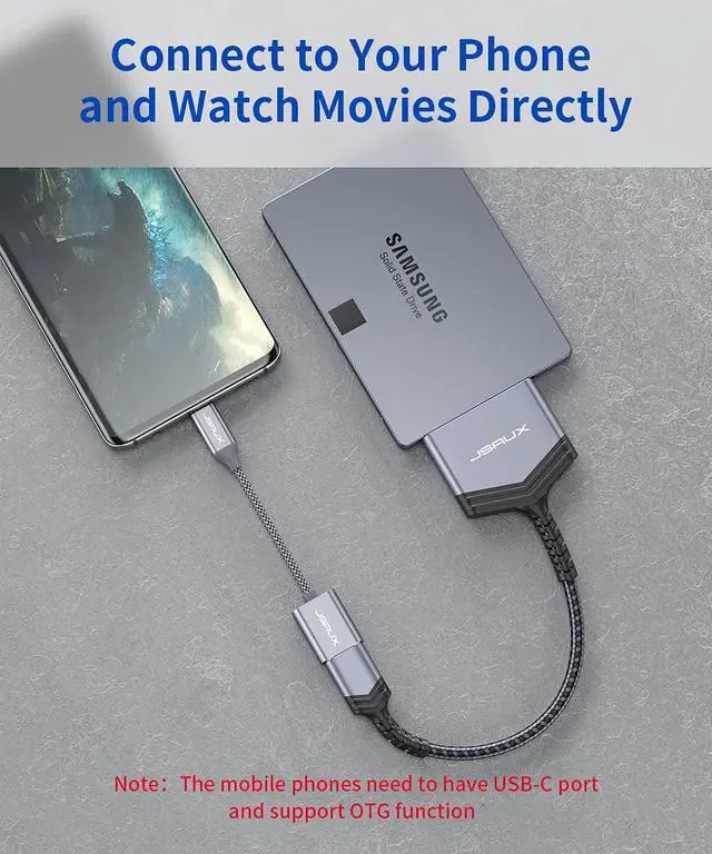 Alt view image 5 of 7 - JSAUX SATA to USB A Cable, USB A 3.0 to 2.5 SATA III Hard Drive Adapter Aluminum Shell Nylon Cord External Converter for SSD/HDD Data Transfer-Grey