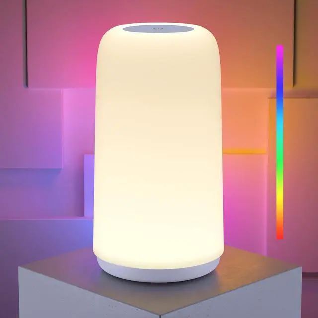 Main image of Touch Bedside Table Lamp, [Sleek Design & RGB Mode] 3 Way Dimmable Small Lamp for Bedroom, LED Lamp with Warm White Lights, Multi-Color Smart Nightstand Lamp for for Living Room Home Gifts