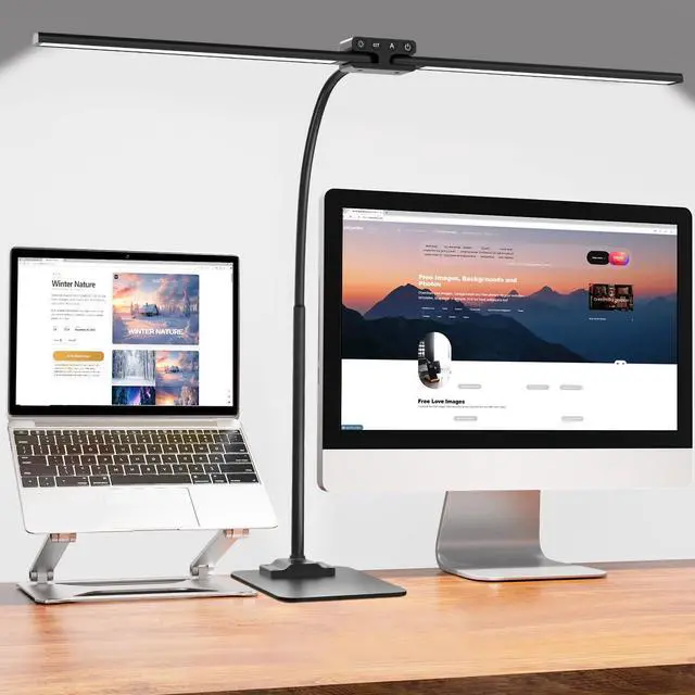 Main image of EppieBasic Led Desk Lamp,24W 31.5IN Architect Double Head Desk Lamps for Home Office,Dimmable & 6 Color Modes Extra Bright Modern Table lamp with Base,Overhead Computer Lighting for Workbench Monitor