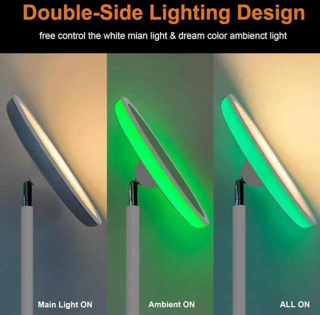 Alt view image 2 of 6 - Bright Floor Lamp,42W 3700LM LED Torchiere Floor Lamps for Living Room, 71in. Modern Tall Standing Light with Remote,Color & Brightness Dimmable Sky Light,1/2/3H Timer for Bedroom,Office(White)
