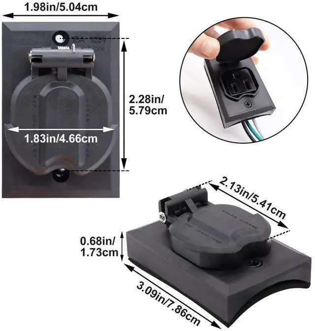 Alt view image 3 of 5 - AC 125V 15A Outdoor Lamp Post Grounded Convenience Outlet,Waterproof Electrical Outlet for Outdoor Lamp Poles Replacement M1-053
