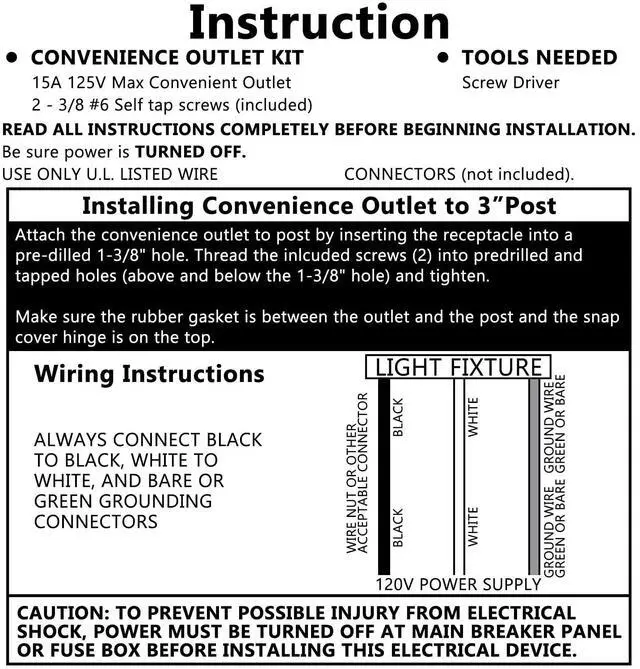 Alt view image 5 of 5 - AC 125V 15A Outdoor Lamp Post Grounded Convenience Outlet,Waterproof Electrical Outlet for Outdoor Lamp Poles Replacement M1-053