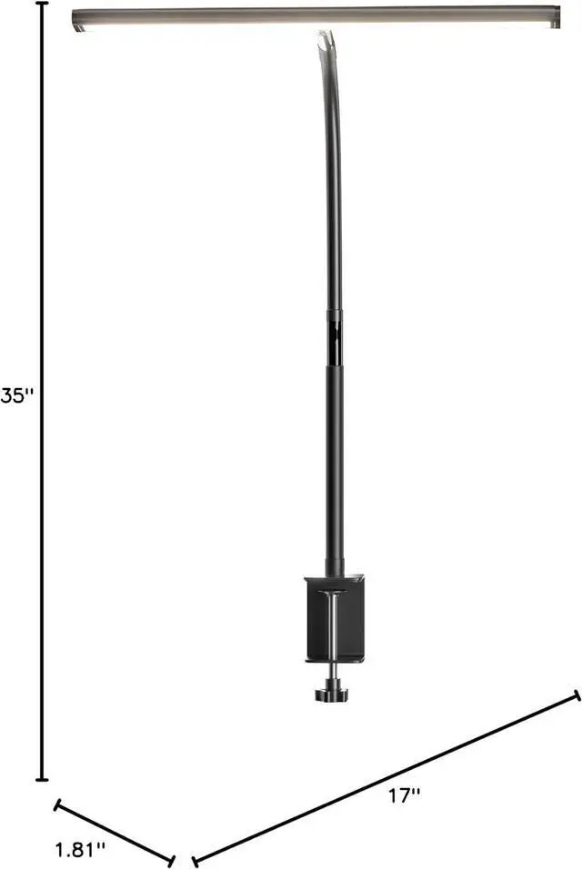 Alt view image 7 of 7 - LED Desk Lamp for Office Home, Eye-Caring Desk Light with Stepless Dimming Adjustable Flexible Gooseneck, 10W USB Adapter Desk Lamp with Clamp for Reading, Study, Workbench (Black)