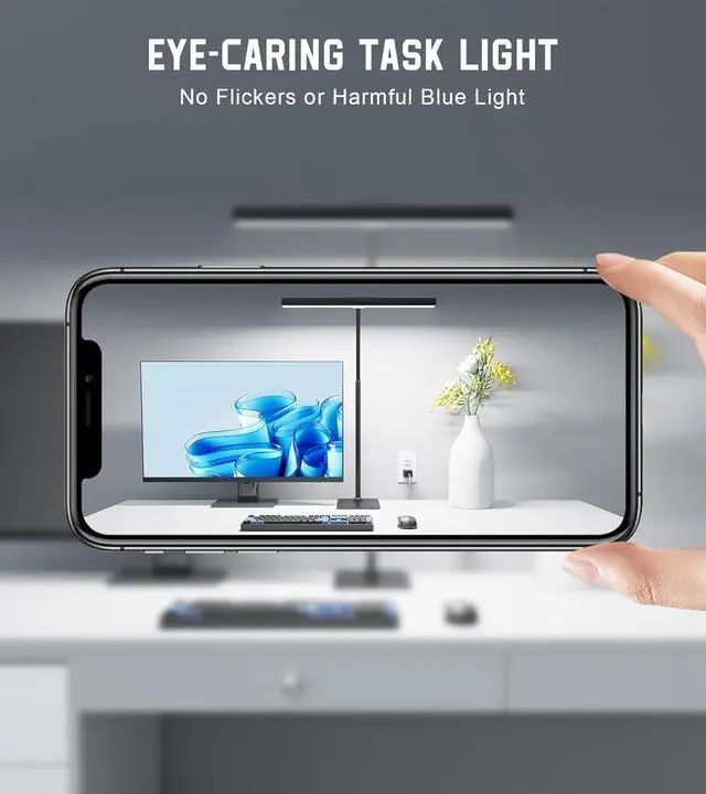 Alt view image 4 of 7 - LED Desk Lamp for Home Office with Base, Eye-Caring Architect Task Light with Adjustable Gooseneck 12W USB Adapter Touch Control 5 Dimmable Brightness & Color Tall Lamp for Work,Reading,Craft
