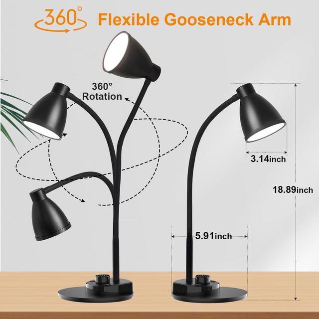 Alt view image 7 of 7 - BOHON LED Desk Lamp with USB Charging Port 3 Color Modes Dimmable Reading Light Intelligent Induction Auto Dimming Task Lamp Flexible Gooseneck Table Lamp for Bedside Office, AC Adapter Include