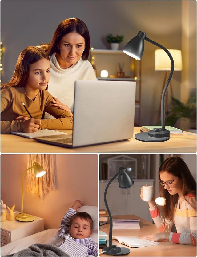 Alt view image 6 of 7 - BOHON LED Desk Lamp with USB Charging Port 3 Color Modes Dimmable Reading Light Intelligent Induction Auto Dimming Task Lamp Flexible Gooseneck Table Lamp for Bedside Office, AC Adapter Include