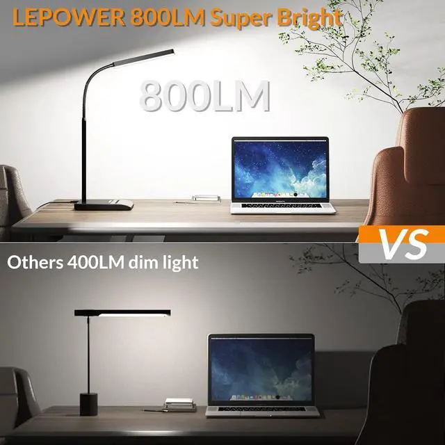 Alt view image 3 of 7 - LEPOWER LED Desk Lamp, 800LM for Home Office, 12W Reading , Eye-Caring Desk Light, Touch Table Lamp, Gooseneck Lamp, 50 Lighting Modes, Bright Desk Lamps for Bedroom, Study Room