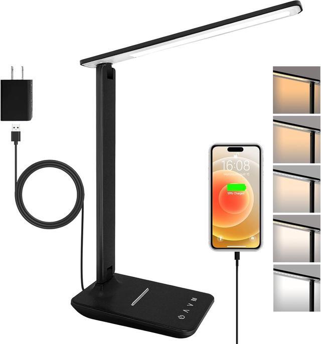 Main image of karidi LED Desk Lamp Dimmable Table Lamp Reading Lamp with USB Charging Port, 5 Lighting Modes, Sensitive Control, Foldable Portable Desk Light for Home Office Bedroom Reading (Black)