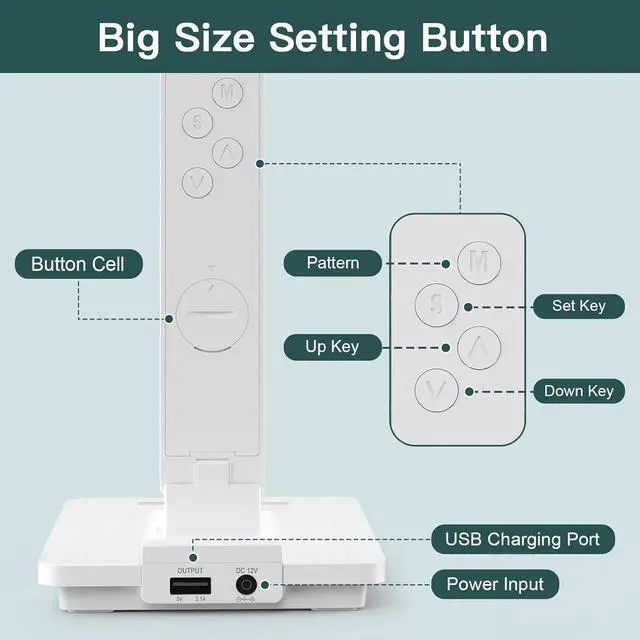 Alt view image 3 of 7 - LED Desk Lamp with Wireless Charger: Desk Lamps for Home Office Bedroom, 5 Color Modes & Brightness Dimmable, 2 Night Light