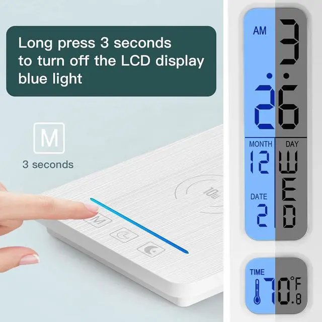 Alt view image 5 of 7 - LED Desk Lamp with Wireless Charger: Desk Lamps for Home Office Bedroom, 5 Color Modes & Brightness Dimmable, 2 Night Light