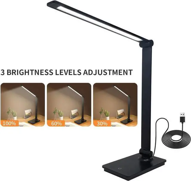 Alt view image 2 of 7 - Desk Lamp, LUJOLUMIN Desk Light, Dimmable Reading Lamp,CRI>90, 700 Lumen, 3 Brightness Levels, Touch Control, LED Foldable Led Lamp for Kids, Working, Office, Study