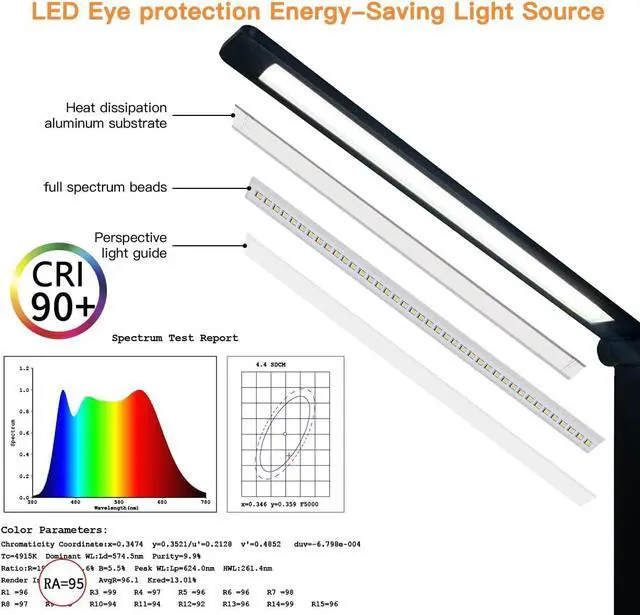 Alt view image 4 of 7 - Desk Lamp, LUJOLUMIN Desk Light, Dimmable Reading Lamp,CRI>90, 700 Lumen, 3 Brightness Levels, Touch Control, LED Foldable Led Lamp for Kids, Working, Office, Study
