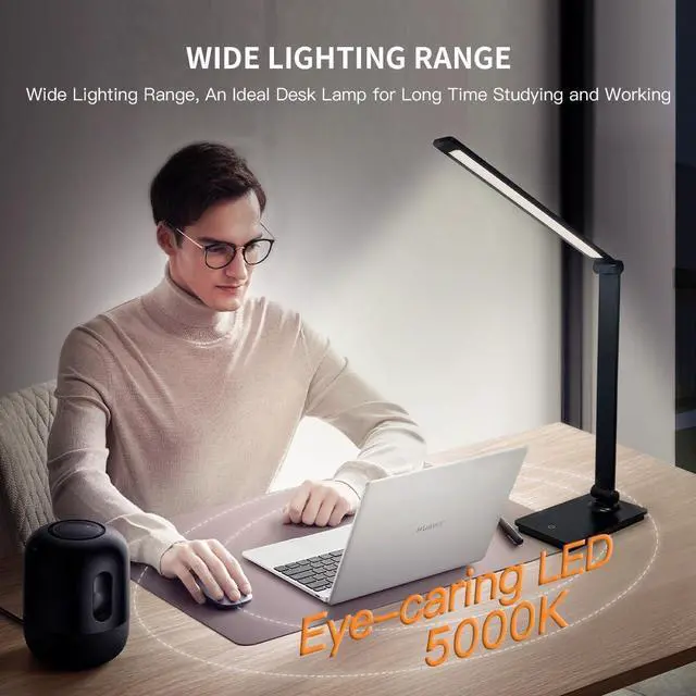 Alt view image 3 of 7 - Desk Lamp, LUJOLUMIN Desk Light, Dimmable Reading Lamp,CRI>90, 700 Lumen, 3 Brightness Levels, Touch Control, LED Foldable Led Lamp for Kids, Working, Office, Study