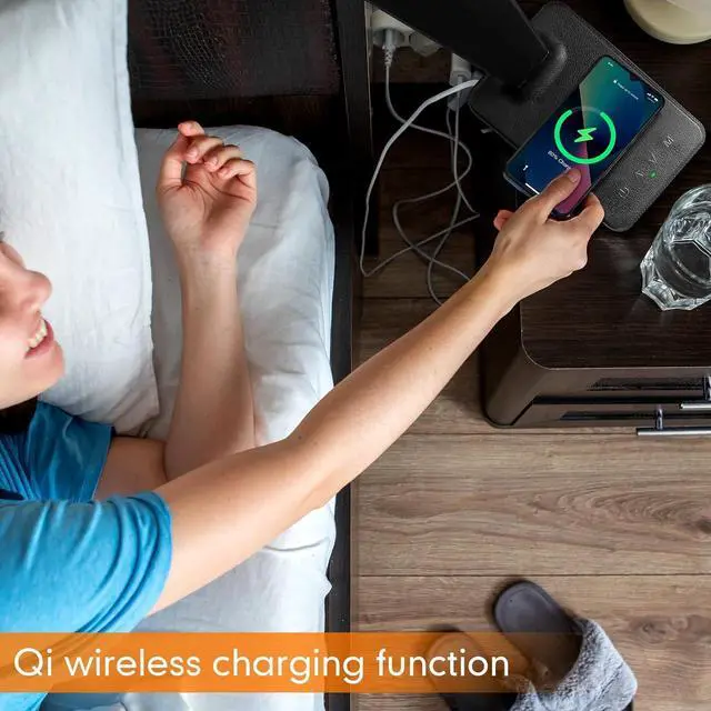 Alt view image 2 of 7 - White crown LED Desk Lamp with 15W Wireless Charger & USB Port, Dimmable Table Lamp with 5 Lighting Modes, Sensitive Touch Control, Foldable & Portable Desk Light for Home, Office, Bedroom, Reading