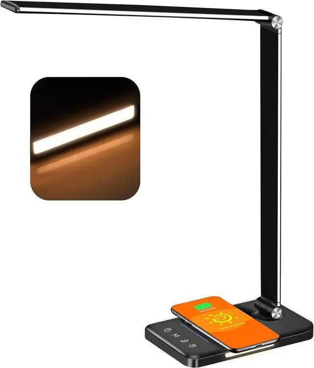 Main image of AFROG 8-in-1 4th Gen Multifunctional LED Desk Lamp with 10W Fast Wireless Charger,USB Charging Port,1200Lux Super Bright,5 Lighting Mode,7 Brightness 40 Min Timer,Night Light Function,5000K