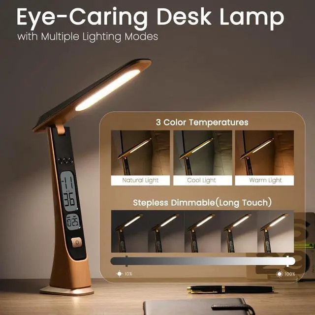Alt view image 2 of 6 - WILIT Rechargeable Lamps Cordless Table Lamp, Foldable Portable Desk Lamp - LED Battery Operated Lights with Stepless Brightness&Time Display for Office Lamp, Book Lights, College Dorm Essentials