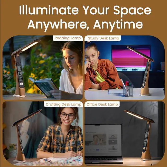 Alt view image 3 of 6 - WILIT Rechargeable Lamps Cordless Table Lamp, Foldable Portable Desk Lamp - LED Battery Operated Lights with Stepless Brightness&Time Display for Office Lamp, Book Lights, College Dorm Essentials