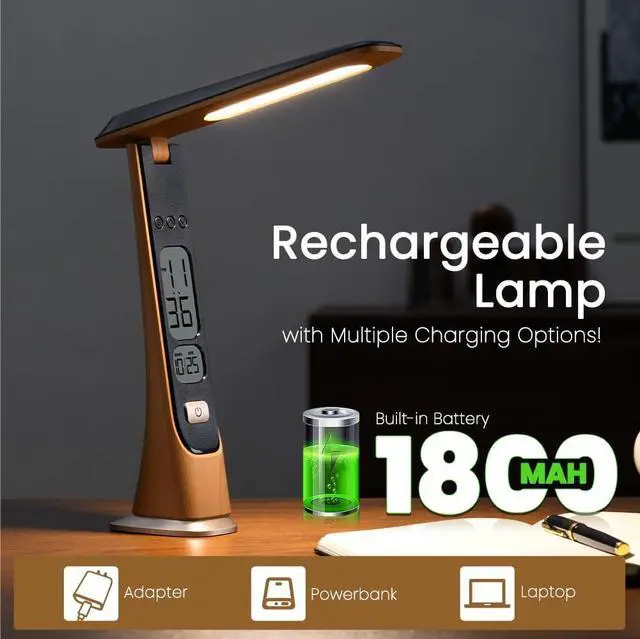 Alt view image 4 of 6 - WILIT Rechargeable Lamps Cordless Table Lamp, Foldable Portable Desk Lamp - LED Battery Operated Lights with Stepless Brightness&Time Display for Office Lamp, Book Lights, College Dorm Essentials