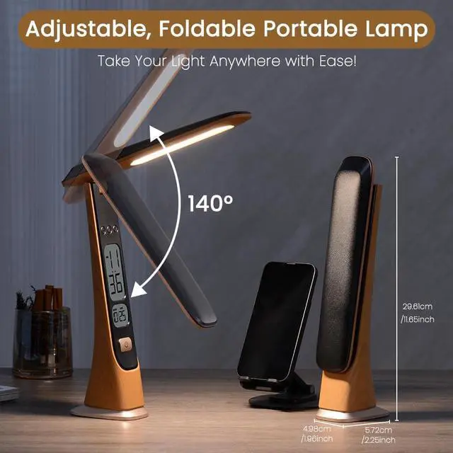Alt view image 6 of 6 - WILIT Rechargeable Lamps Cordless Table Lamp, Foldable Portable Desk Lamp - LED Battery Operated Lights with Stepless Brightness&Time Display for Office Lamp, Book Lights, College Dorm Essentials