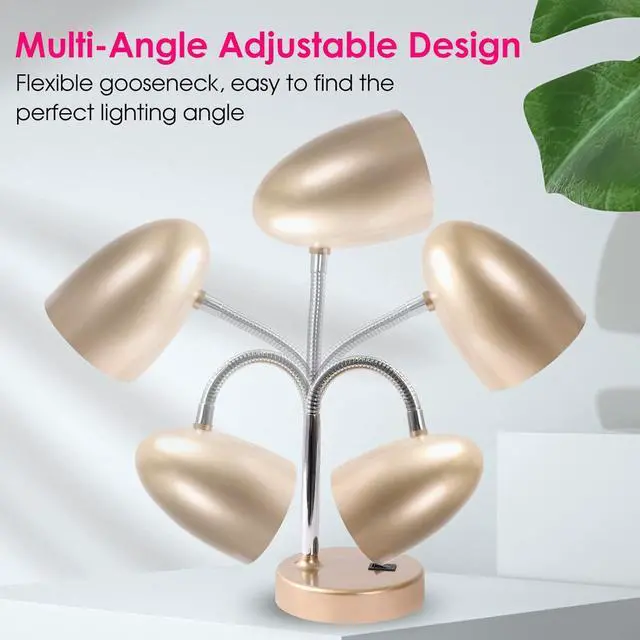 Alt view image 4 of 7 - ENERGETIC SMARTER LIGHTING LED Desk Lamp, Flexible Gooseneck with Table lamp, 3.5W 240LM 4000K Cool White Study Lamps for Bedroom and Office, Eye Protection, ETL Listed,Gold