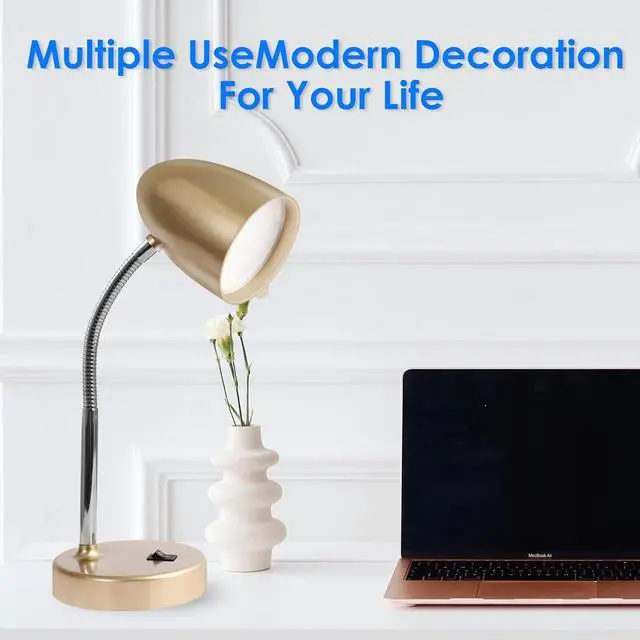 Alt view image 6 of 7 - ENERGETIC SMARTER LIGHTING LED Desk Lamp, Flexible Gooseneck with Table lamp, 3.5W 240LM 4000K Cool White Study Lamps for Bedroom and Office, Eye Protection, ETL Listed,Gold