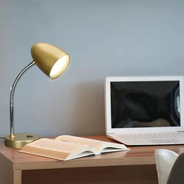 Alt view image 7 of 7 - ENERGETIC SMARTER LIGHTING LED Desk Lamp, Flexible Gooseneck with Table lamp, 3.5W 240LM 4000K Cool White Study Lamps for Bedroom and Office, Eye Protection, ETL Listed,Gold